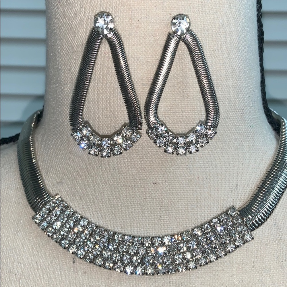 Rhinestone necklace & earrings